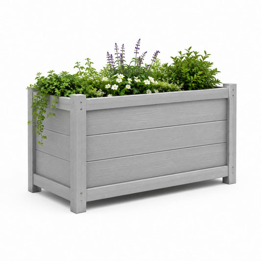 Fleurir rectangulaire en bois massif de sapin gris 100 × 50 × 70 cm