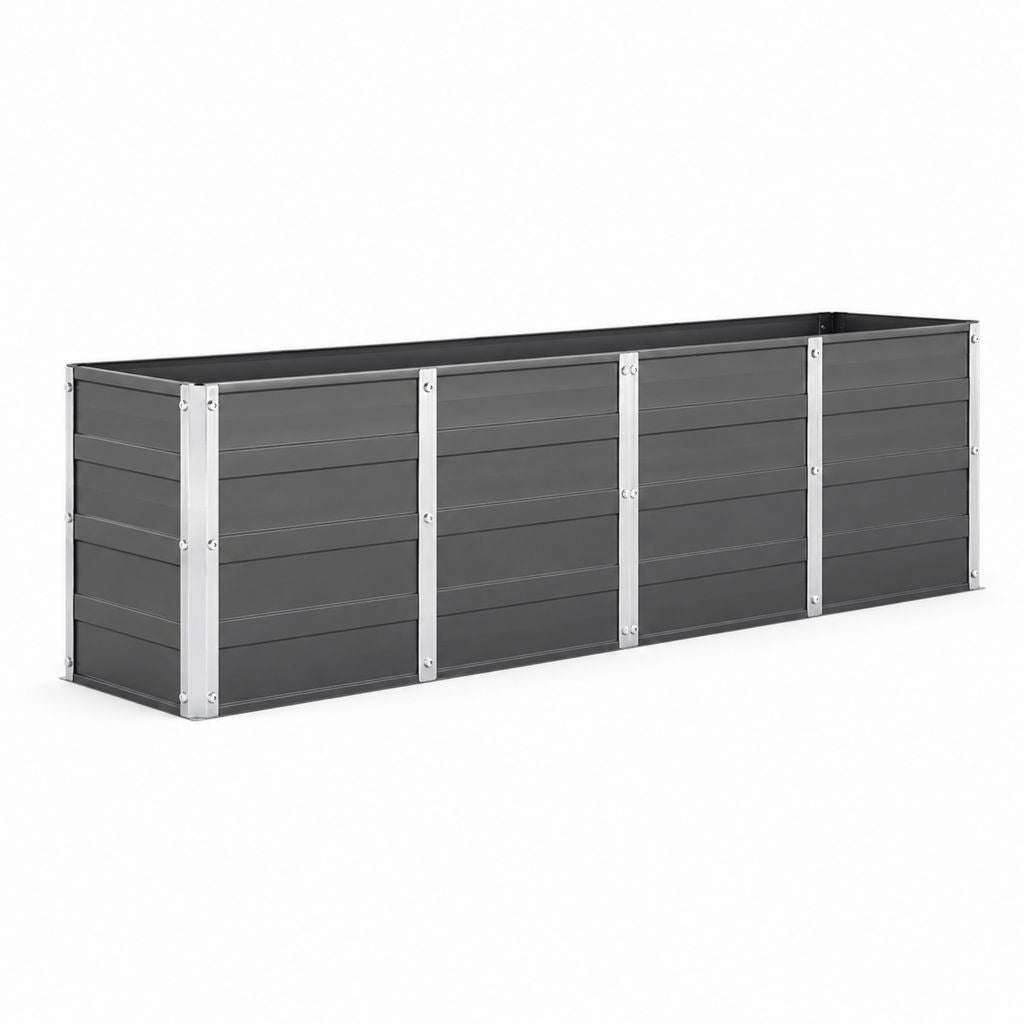 Fleur remontante rectangulaire d'extérieur en acier galvanisé gris anthracite 240 × 80 × 77 cm