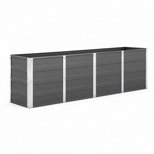 Fleur remontante rectangulaire d'extérieur en acier galvanisé gris anthracite 240 × 80 × 77 cm