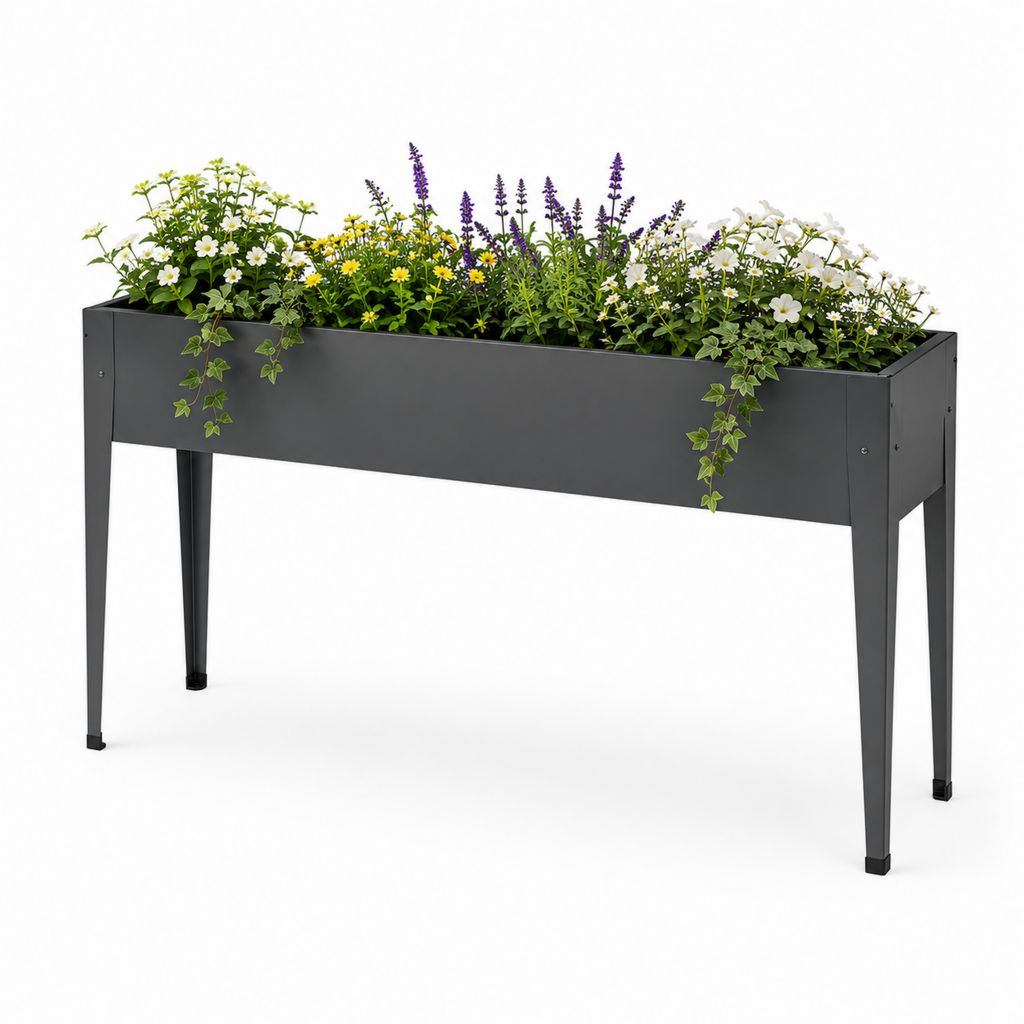 Fleur remontant rectangulaire en acier galvanisé, anthracite, 100 × 40 × 80 cm