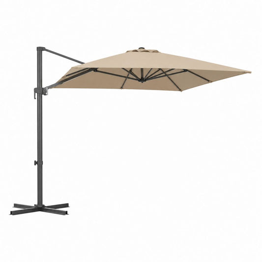 Parasol de jardin décentralisé octogonal en polyester et acier, tourterelle et anthracite, Ø 300 x H 250 cm