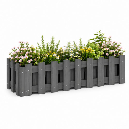 Fleur rectangulaire d'extérieur en bois gris foncé, 120 × 40 × 38 cm