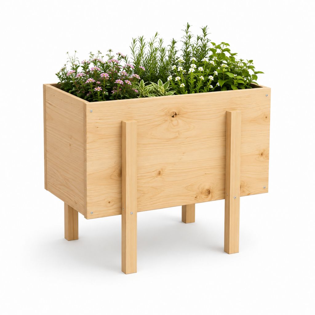 Fleurir rectangulaire en bois massif de pin naturel, 80 × 40 × 78 cm